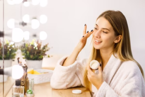 daily skincare routine for glowing skin step by step with cleanser toner serum moisturizer